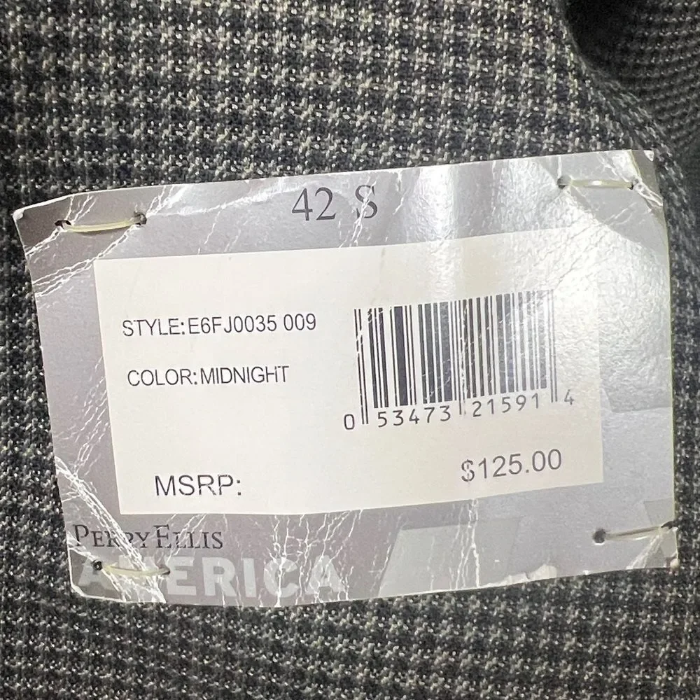 NWT Perry Ellis Charcoal Checkered Blazer